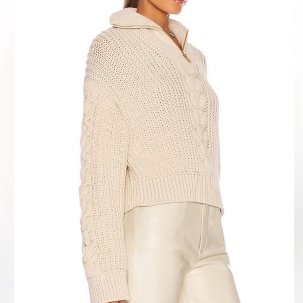 NANUSHKA Cotton Half Zip Chunky Cable Knit Ribbed Oversized Crop Sweater M - Picture 5 of 16